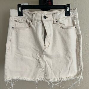 a.n.a Cream Denim Skirt with Frayed Hem